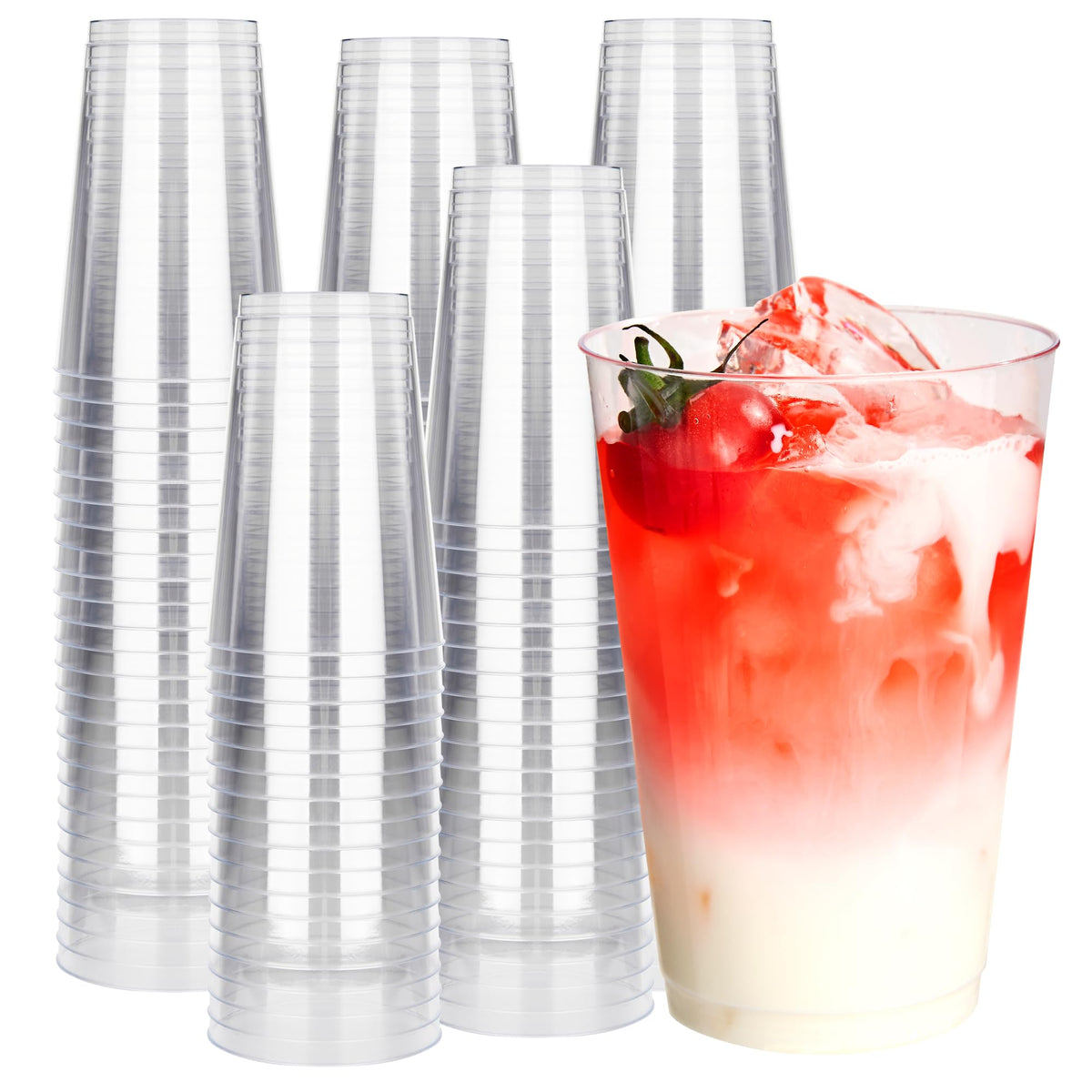 RACETOP 9 oz Clear Plastic Cups 100 packs, Perfect for Parties, Wedding