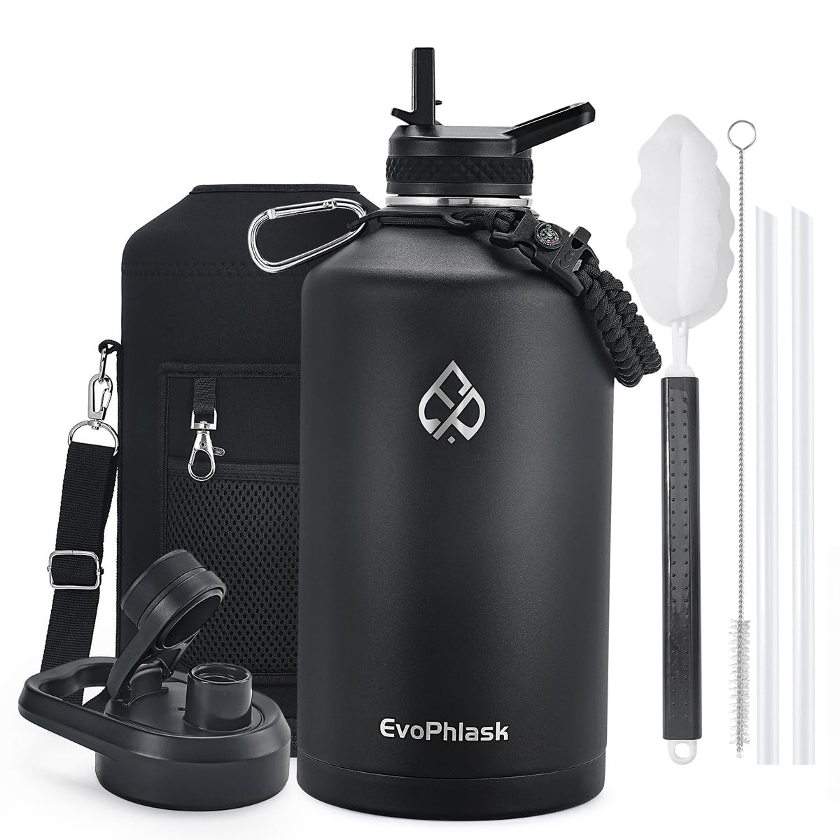 64 oz Insulated Water Bottle with Carrier Bag, Indigo Black
