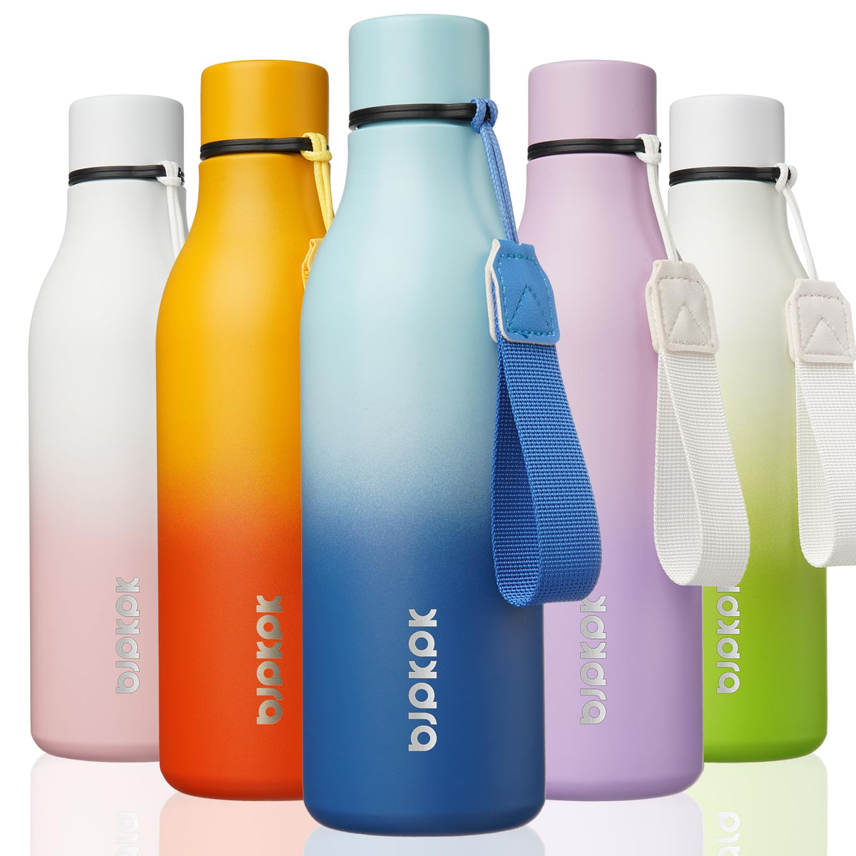 BJPKPK 18oz Insulated Water Bottle, Stainless Steel Bottle with Carry Strap