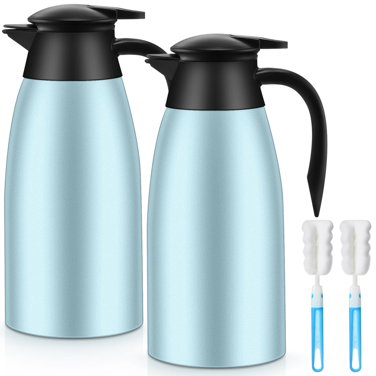 Norme 2 Pcs Thermal Coffee Carafe Creamer, Silver, 68 oz