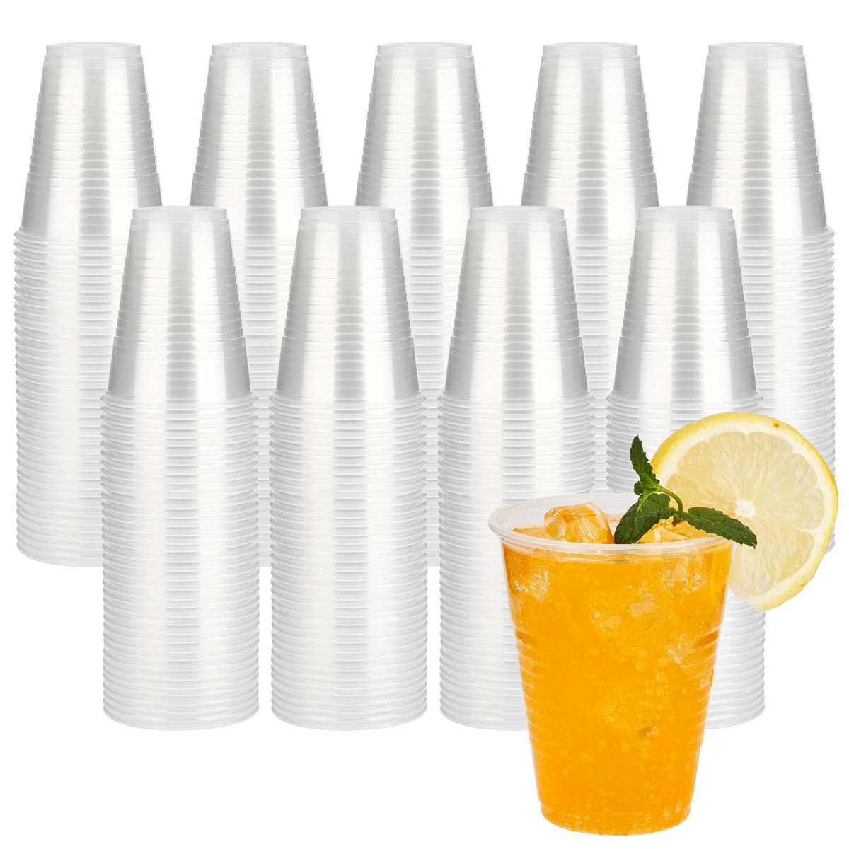 YEEHAW 9 oz Plastic Cups, 500 Pack - Clear Disposable Drinking Water Cups for Cold Beverages, Clear Plastic Cups for Drinking, Ideal for Party