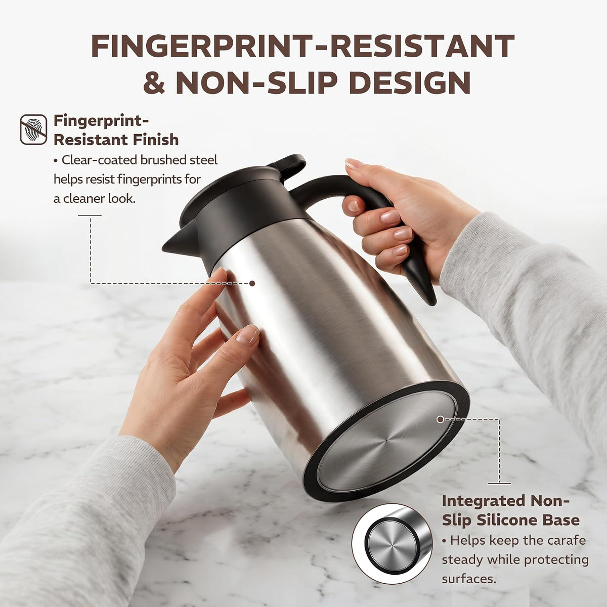 Thermal Coffee Carafe for Keeping Hot – 68OZ Insulated Camping Coffee Pot