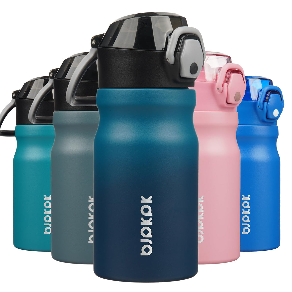 BJPKPK 18 oz Water Bottle with Straw & Handle, Insulated Stainless Flask