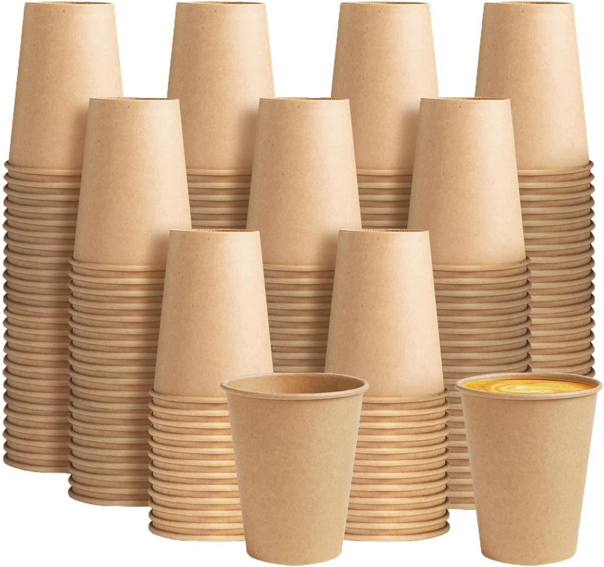 BYSNOW 200 Pack 10 oz Kraft Paper Cups, Disposable Coffee Hot Water Cups