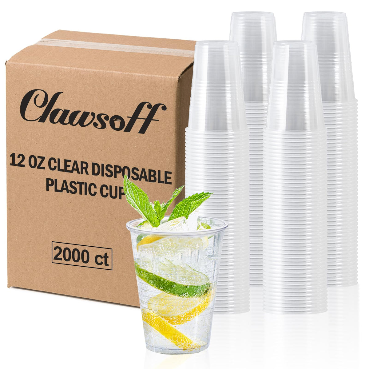 Clawsoff 500 Pack 9 oz Clear Plastic Cups Disposable Clear Water Cups