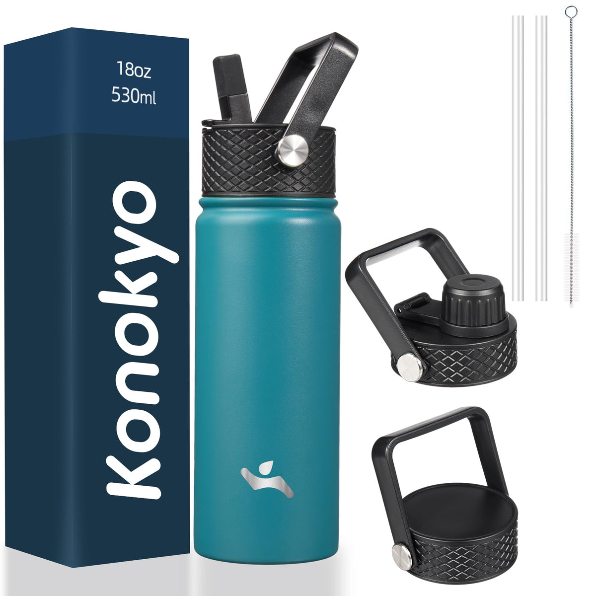 Konokyo 22 oz Insulated Stainless Steel Water Bottle with Straw Lid