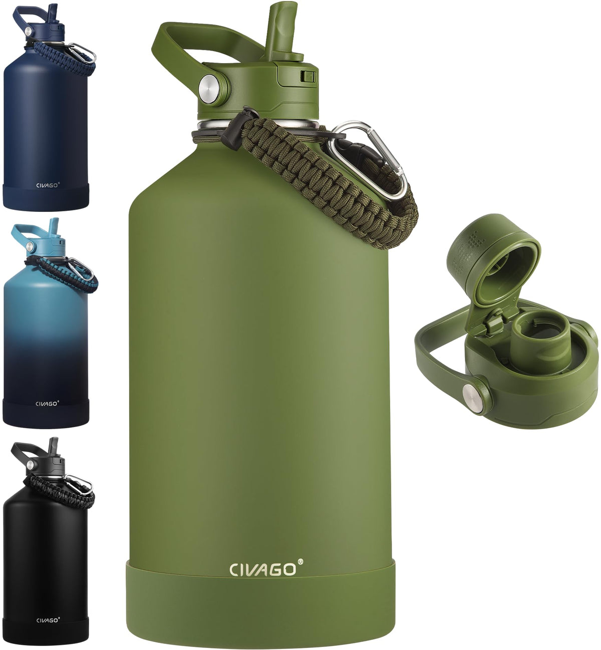 CIVAGO 24 oz Insulated Stainless Steel Water Bottle with Removable Straw