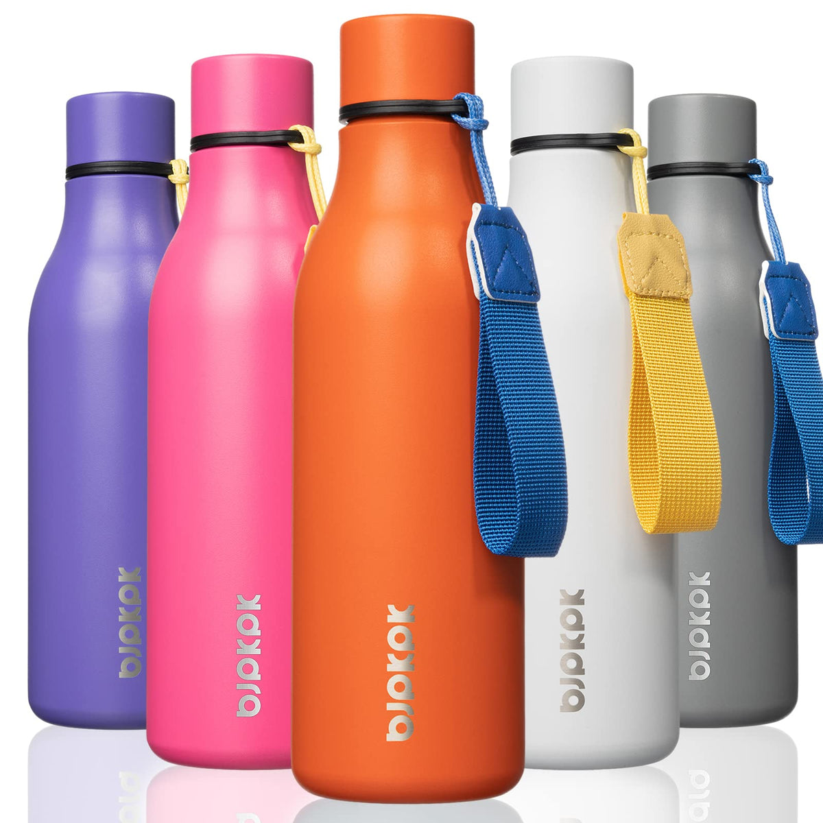 BJPKPK 18oz Insulated Water Bottle, Stainless Steel Bottle with Carry Strap