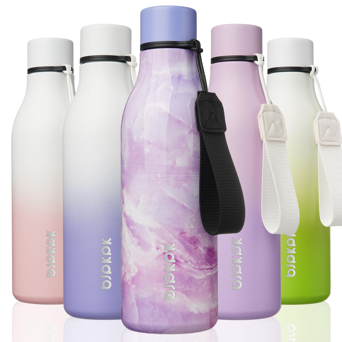 BJPKPK 18oz Insulated Water Bottle, Stainless Steel Bottle with Carry Strap