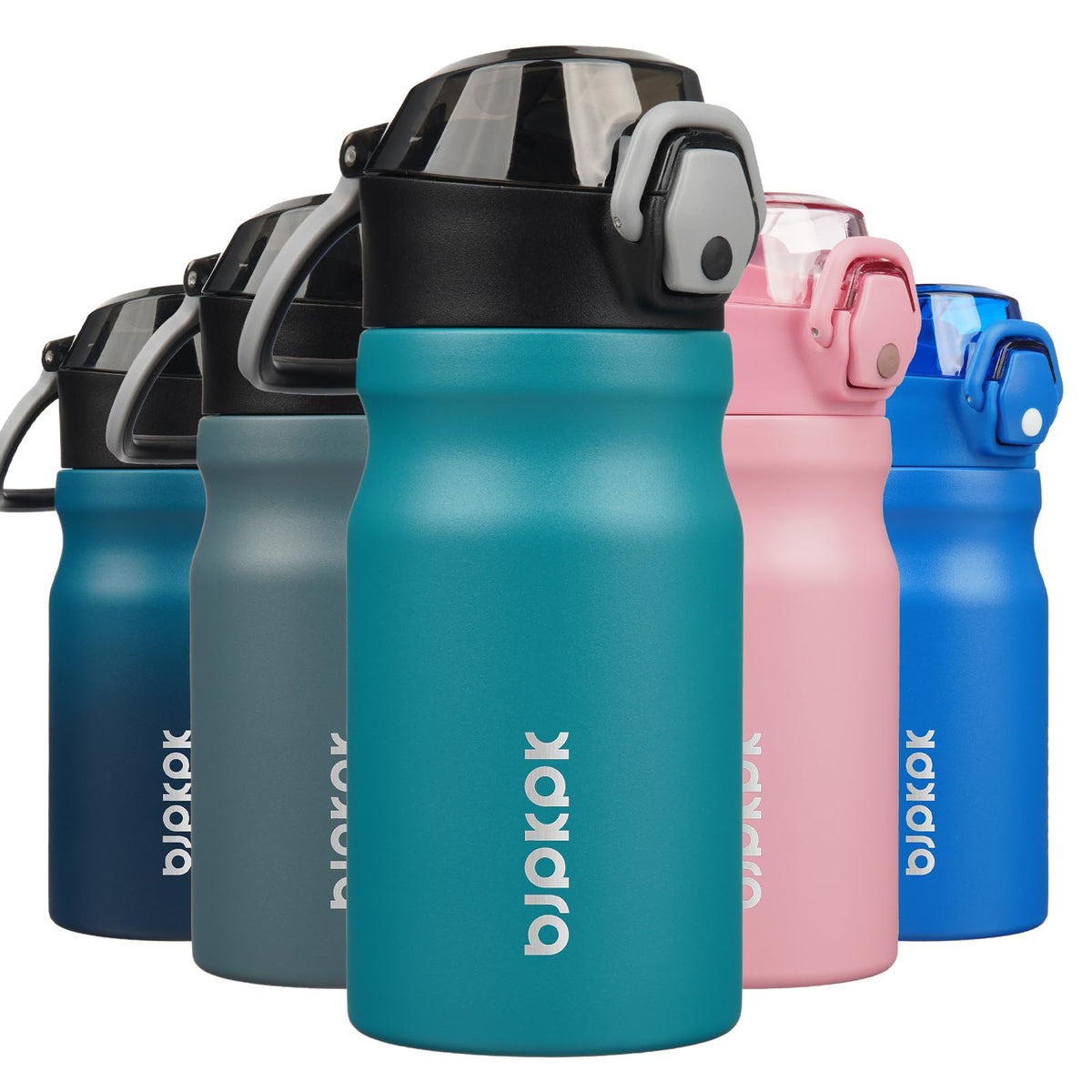 BJPKPK 18 oz Water Bottle with Straw & Handle, Insulated Stainless Flask