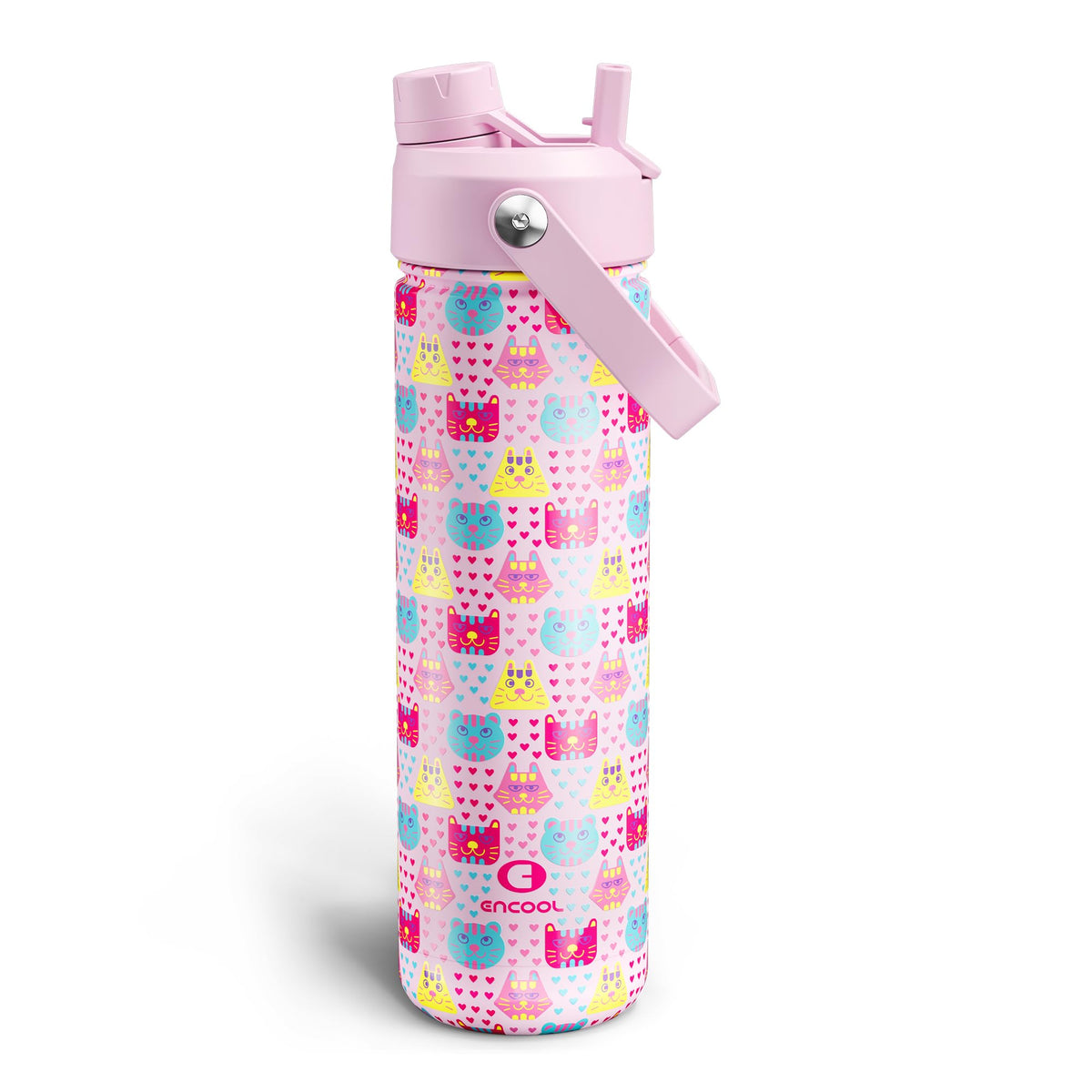 ENCOOL Insulated Water Bottle with Straw Stainless Steel Water Bottle, Leak-Proof, BPA-Free, Double Wall Vacuum Keeps Cold for 24 Hours for Sports, Travel, School (26 oz, Black Night)