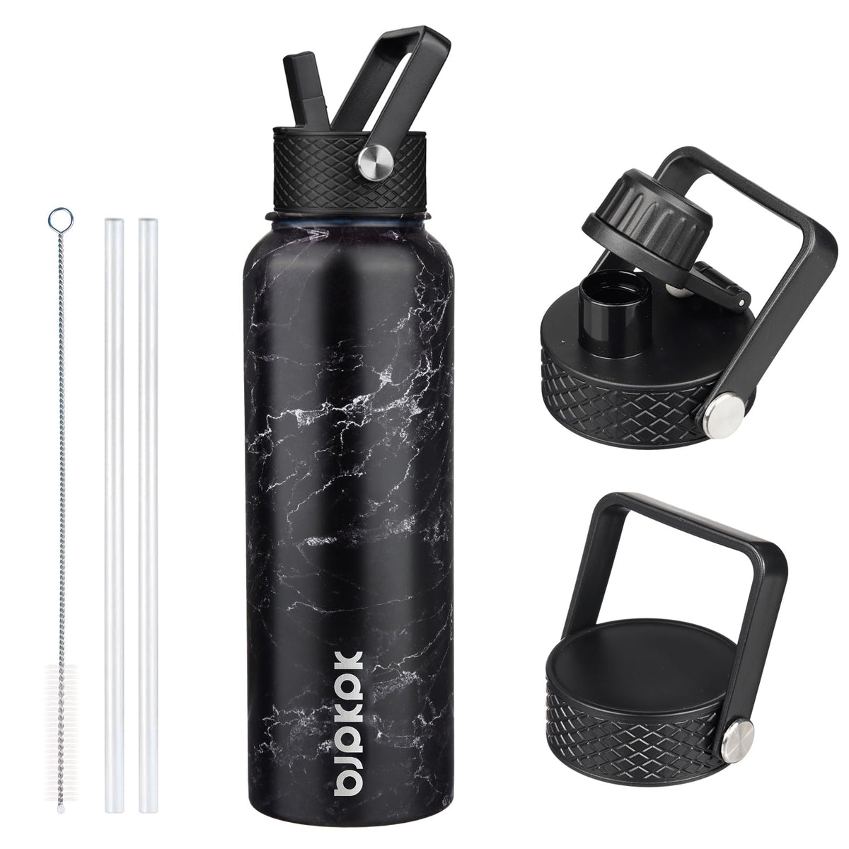 BJPKPK 64oz Insulated Water Bottle, Half Gallon Water Jug with Straw Lid