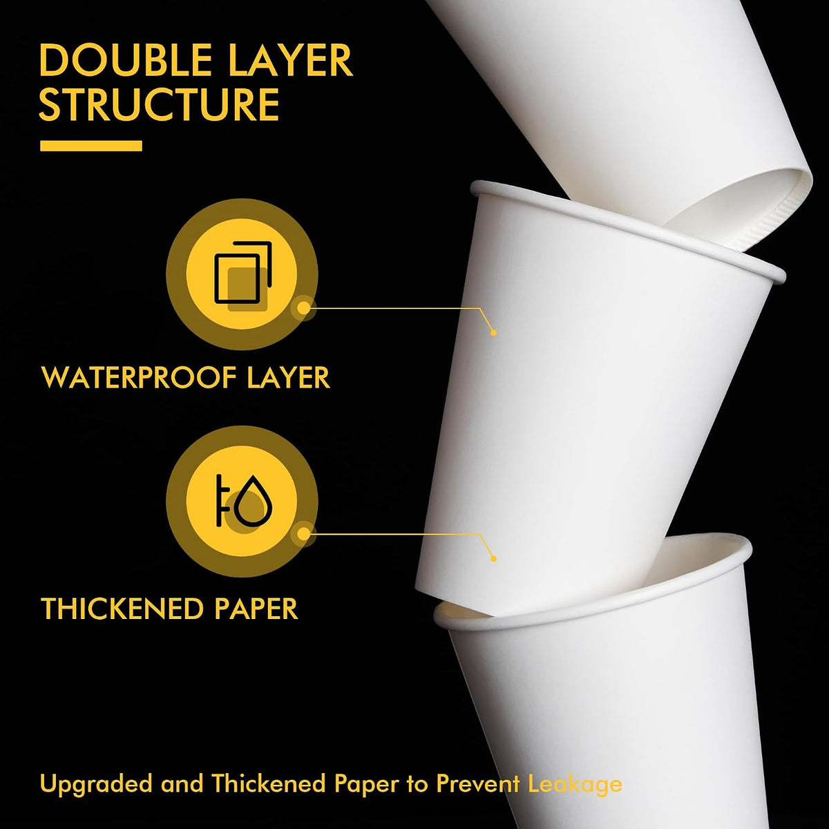 RACETOP 8 oz Disposable Coffee Cups 500 pack, Hot Coffee Cups