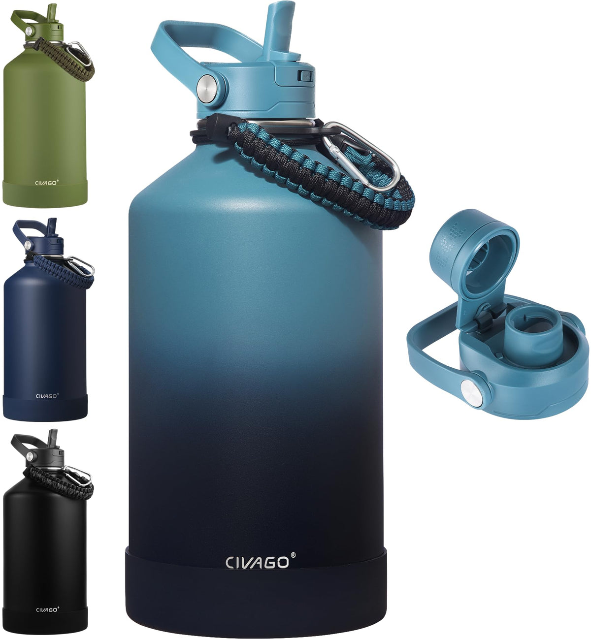 CIVAGO 24 oz Insulated Stainless Steel Water Bottle with Removable Straw
