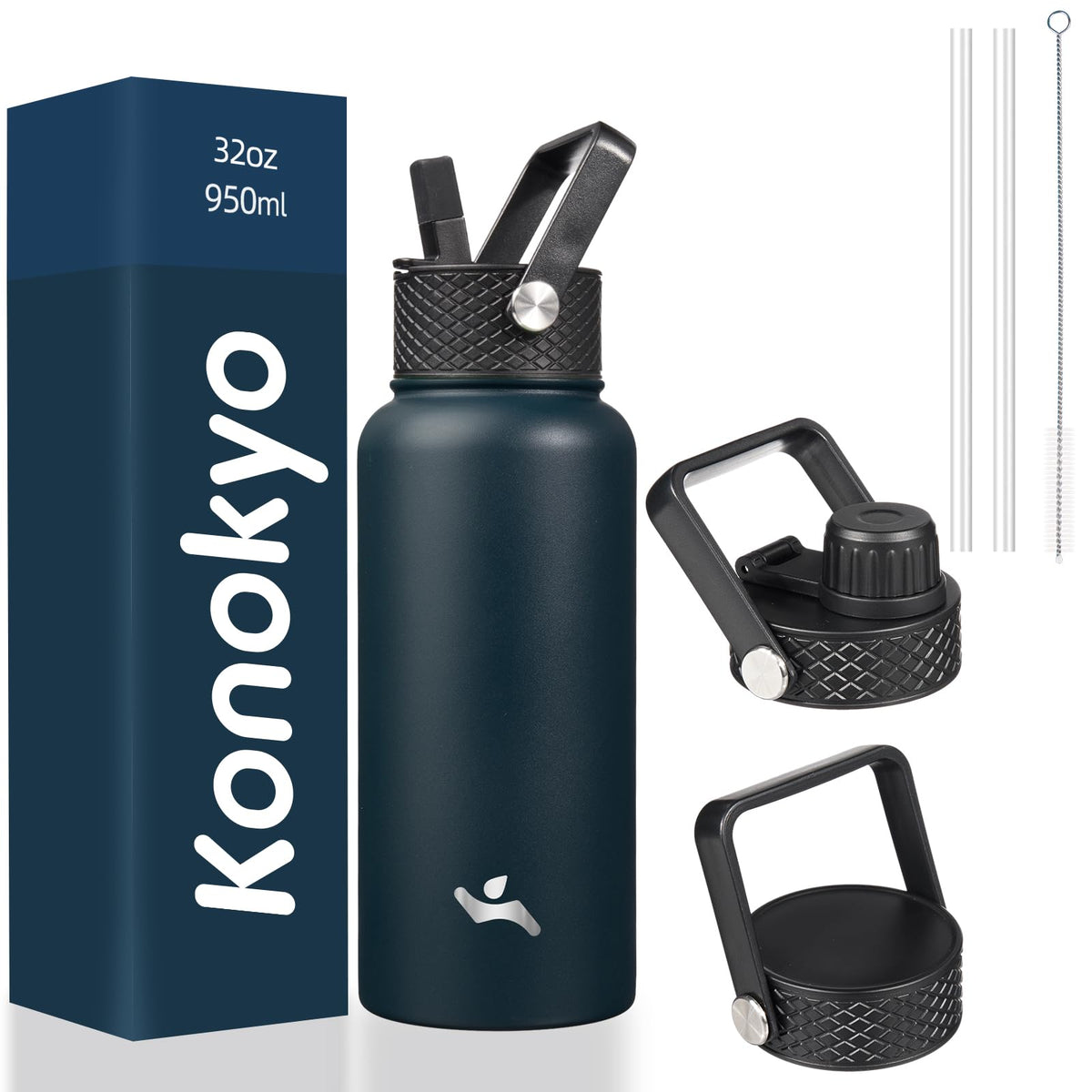 Konokyo 22 oz Insulated Stainless Steel Water Bottle with Straw Lid