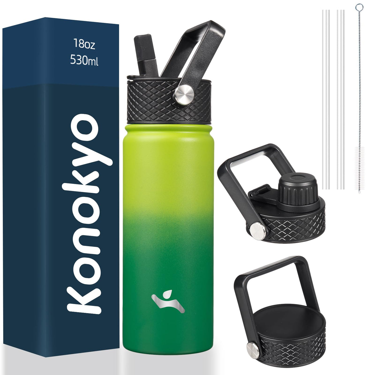 Konokyo 22 oz Insulated Stainless Steel Water Bottle with Straw Lid