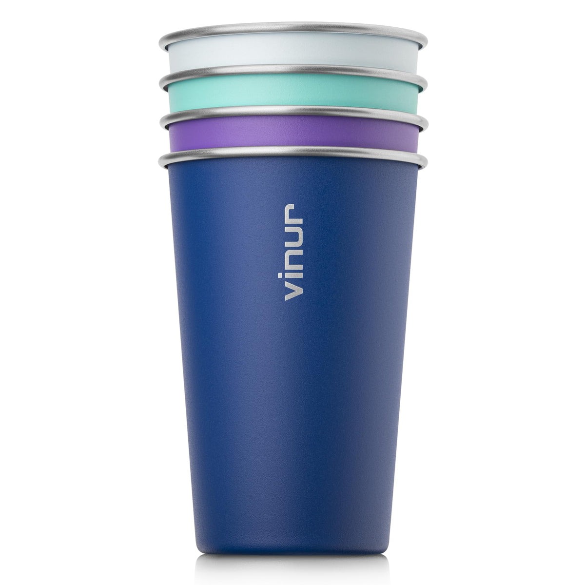 Stainless Steel Cups-16 oz Colorful Stackable Metal Drinking Glasses 8 Pcs
