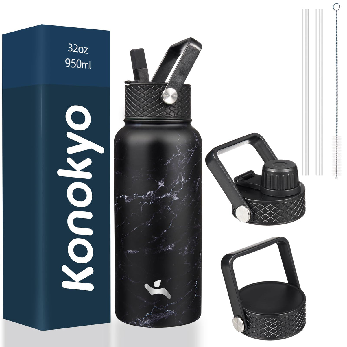 Konokyo 22 oz Insulated Stainless Steel Water Bottle with Straw Lid