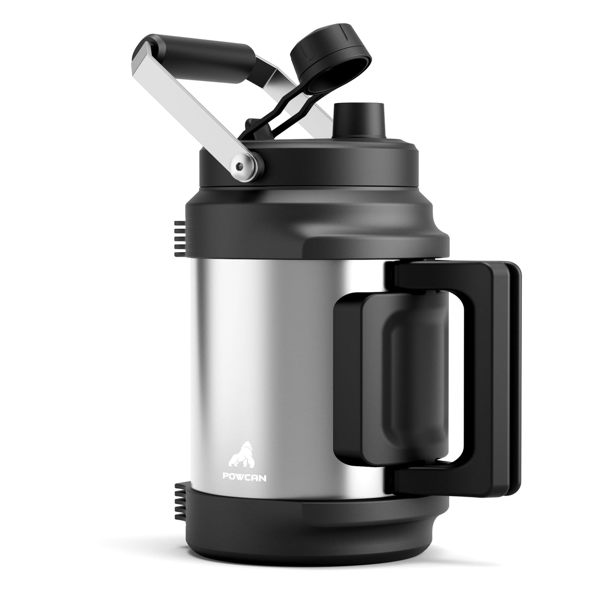 64 oz Insulated Water Bottle for Gym: 2-in-1 Straw Spout Lid, Dual Handle, Leakproof, Keep Cold 48H, Half Gallon Stainless Steel Water Jug for Travel, Hiking, Cycling, Park, Workout, Picnic (Midnight)