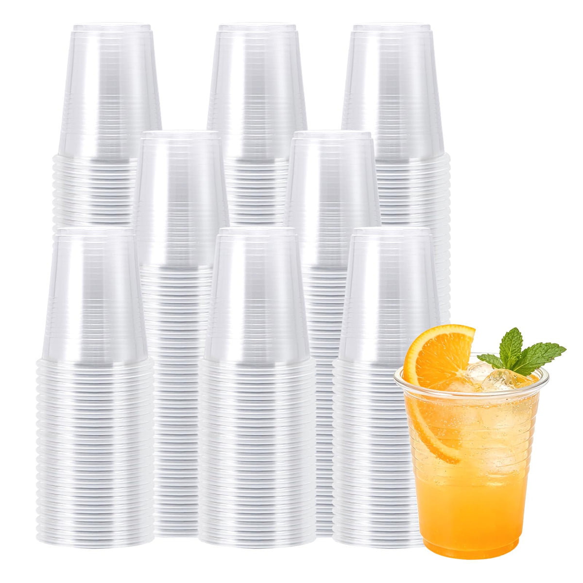 BYSNOW 500 Pack 7 oz Clear Plastic Cups, Disposable Plastic Water Cups