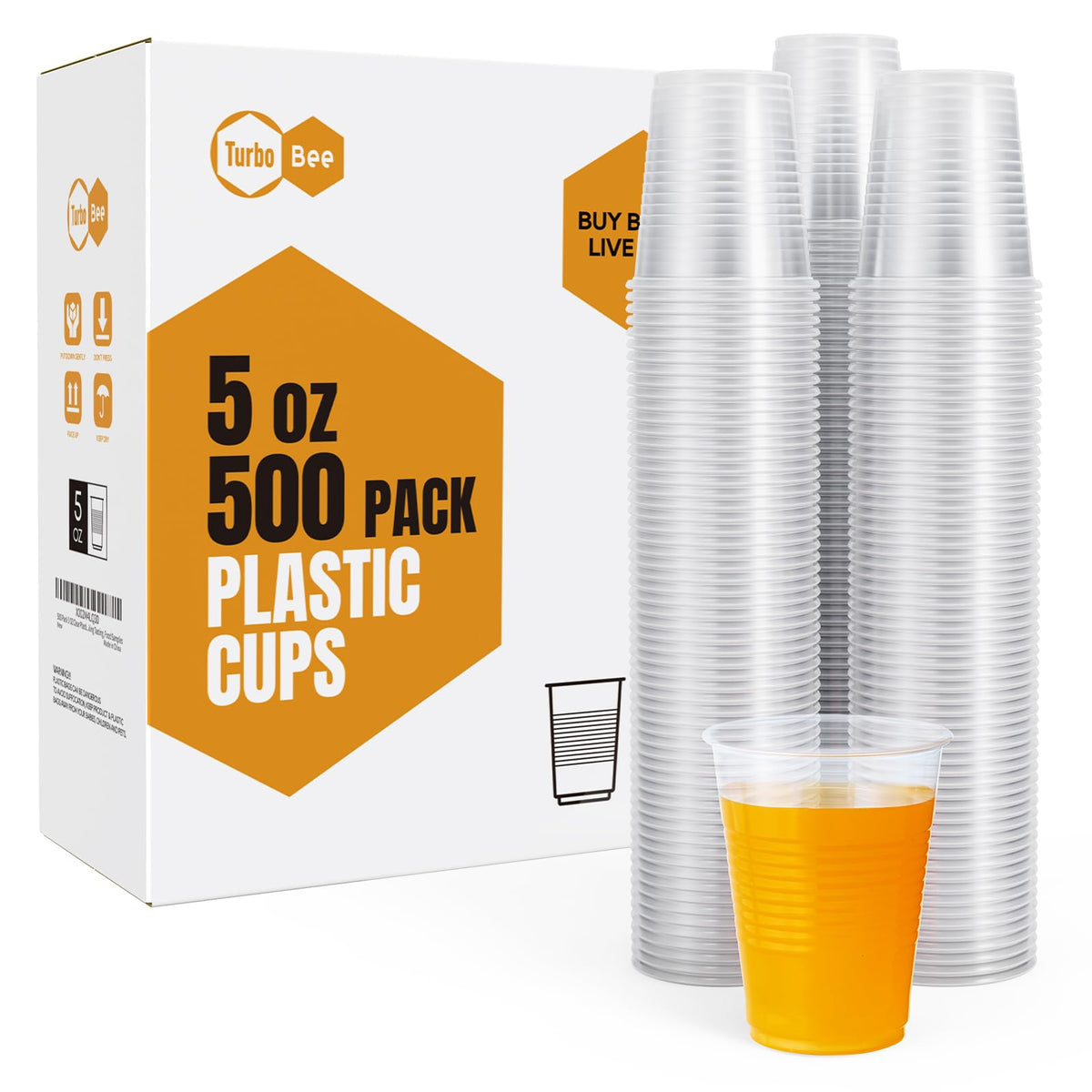 Turbo Bee 500 Pack 9oz Disposable Plastic Cups,Heat-Resistant & Food Safe Drinking Cups for Hot/Cold Beverages, Perfect for Schools, Offices, Events & Commercial Use