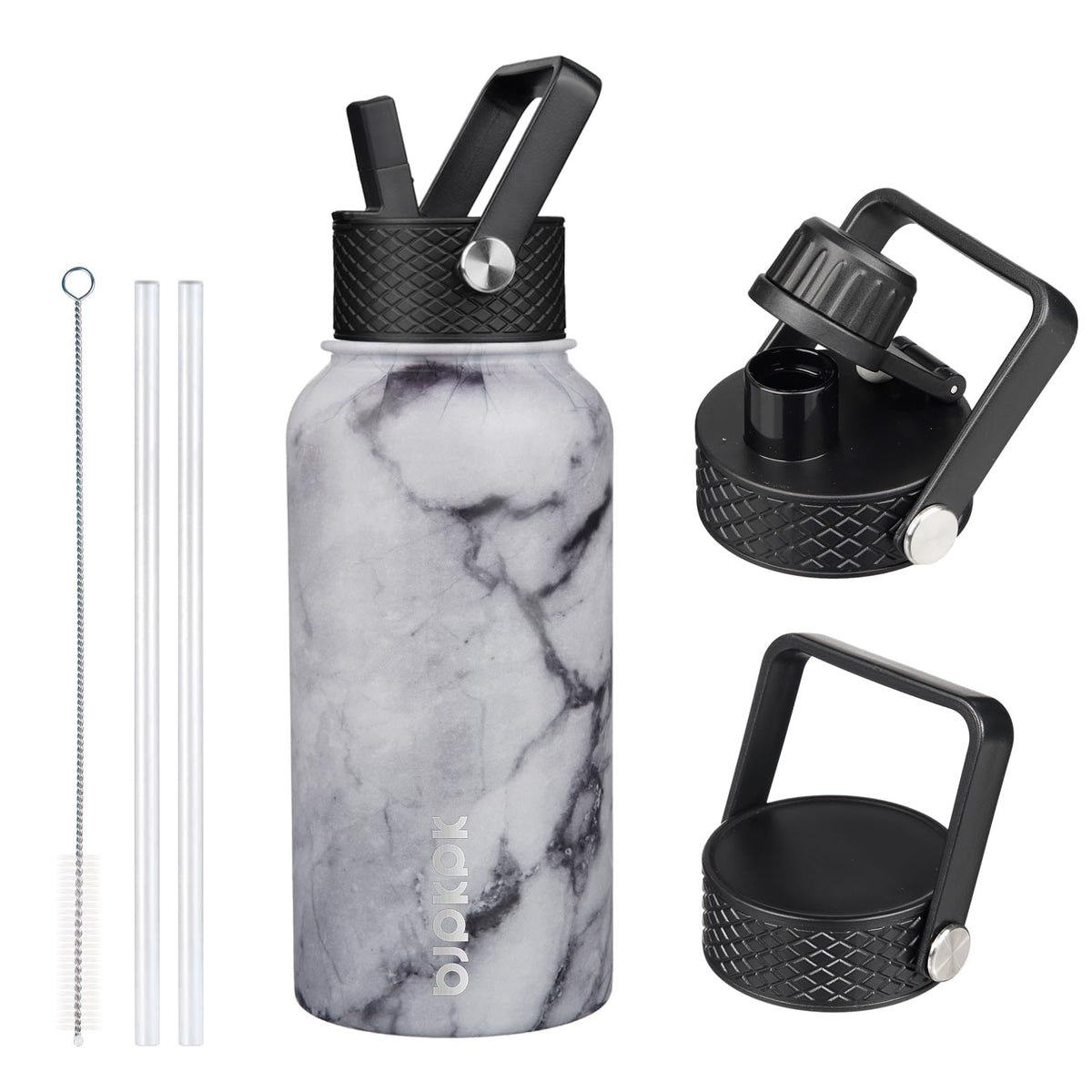 BJPKPK 64oz Insulated Water Bottle, Half Gallon Water Jug with Straw Lid