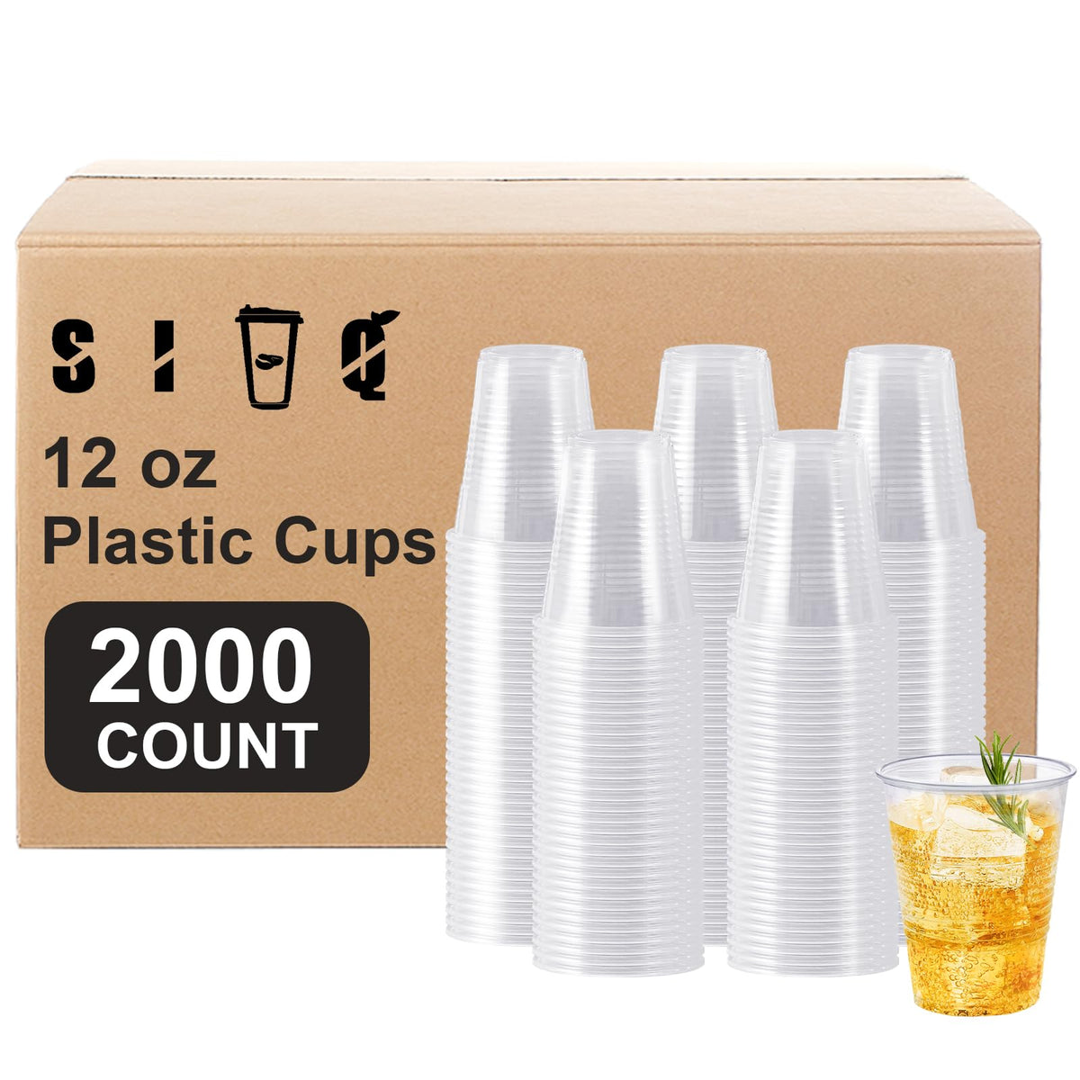 SIUQ 600 Pack 9 oz Plastic Cups, Clear Disposable Plastic Water Cups Bulk