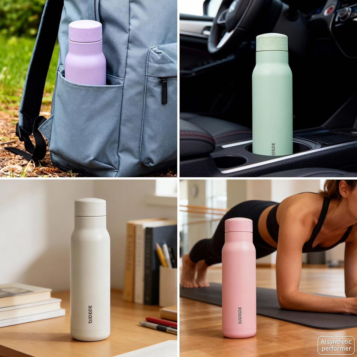 BJPKPK 21 oz Insulated Water Bottle, Leakproof Stainless Steel Flask