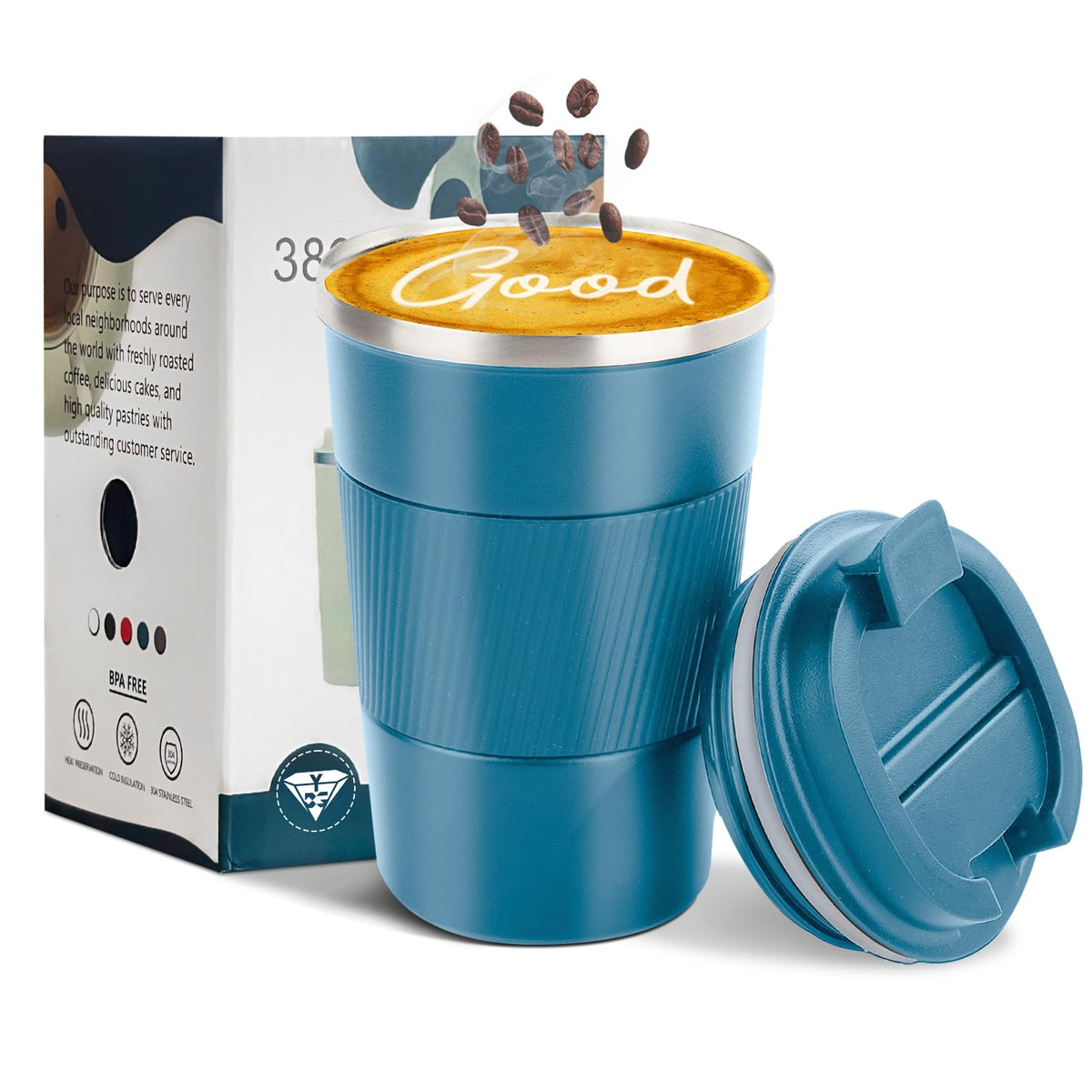Insulated Travel Coffee Mug, Stainless Steel Coffee Cup with Leakproof Lid