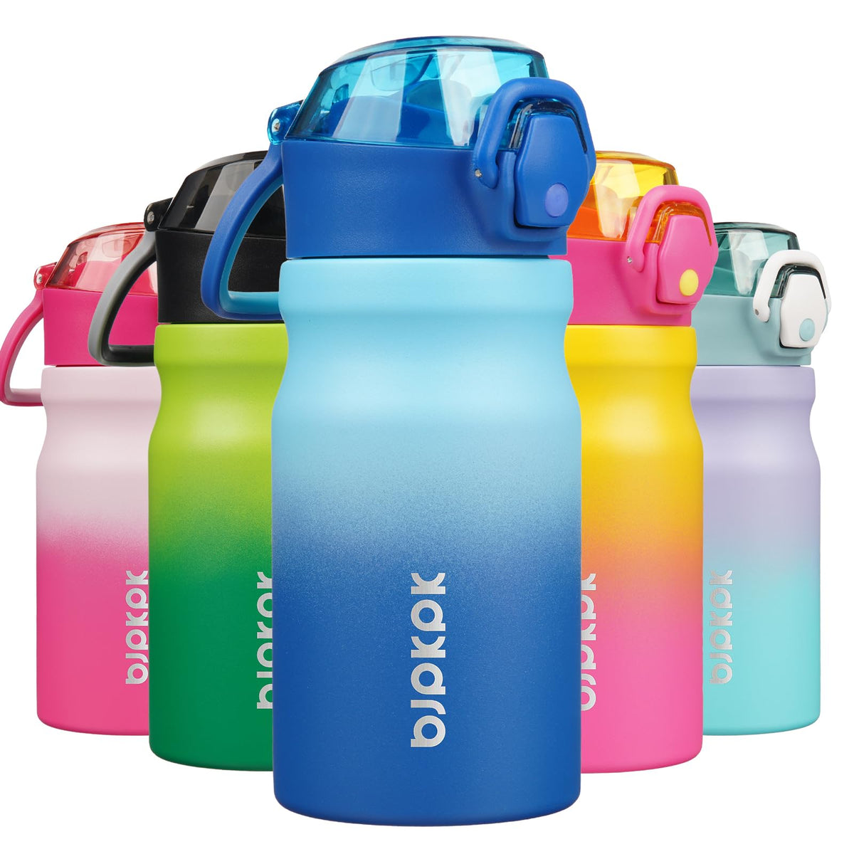 BJPKPK 18 oz Water Bottle with Straw & Handle, Insulated Stainless Flask