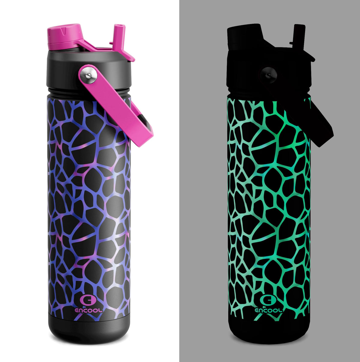 ENCOOL Insulated Water Bottle with Straw Stainless Steel Water Bottle, Leak-Proof, BPA-Free, Double Wall Vacuum Keeps Cold for 24 Hours for Sports, Travel, School (26 oz, Black Night)