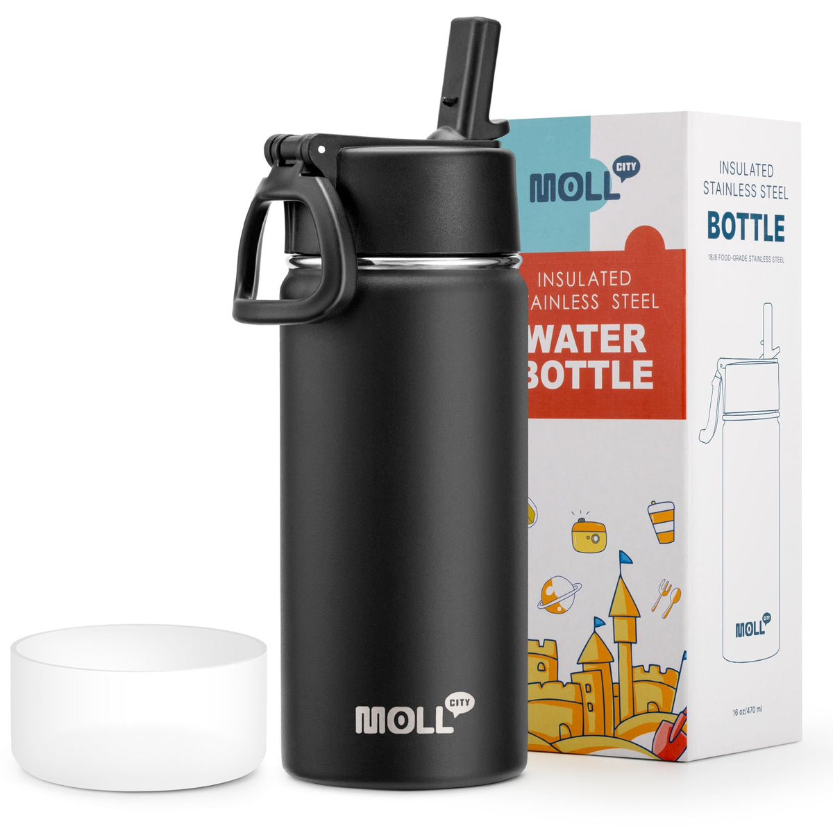 Stainless Steel Water Bottle 16 oz, Grass Green