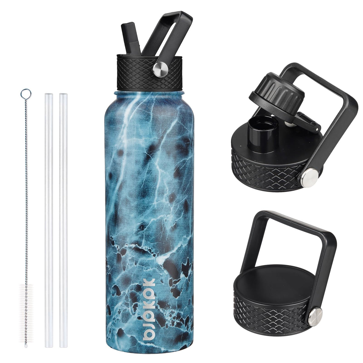 BJPKPK 64oz Insulated Water Bottle, Half Gallon Water Jug with Straw Lid
