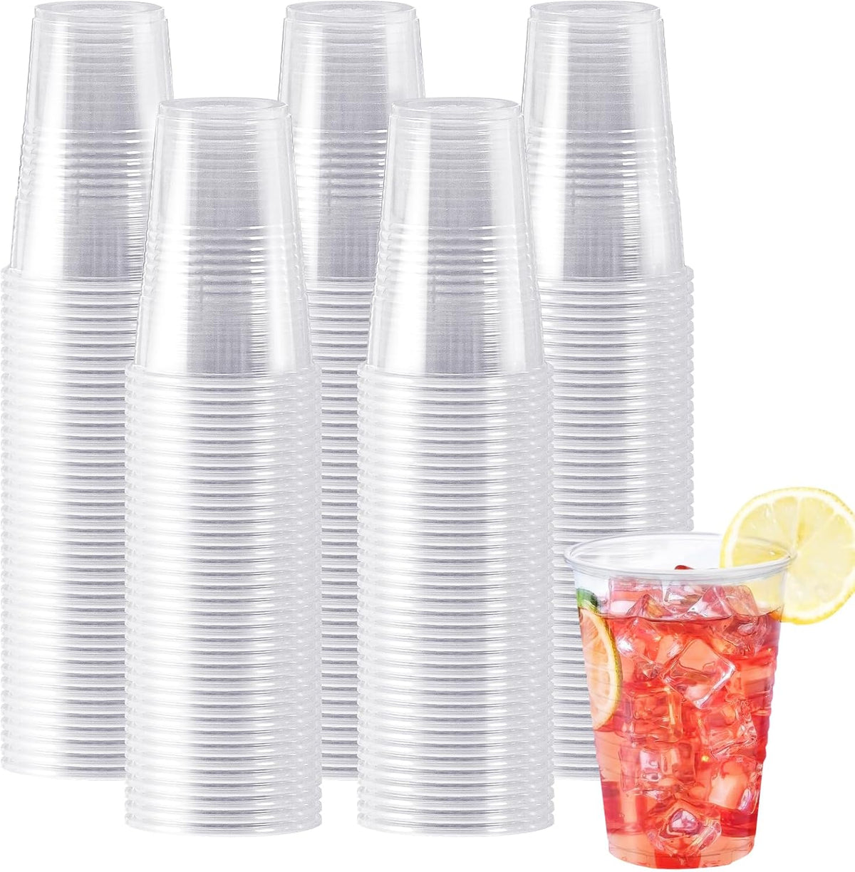 SIUQ 600 Pack 9 oz Plastic Cups, Clear Disposable Plastic Water Cups Bulk