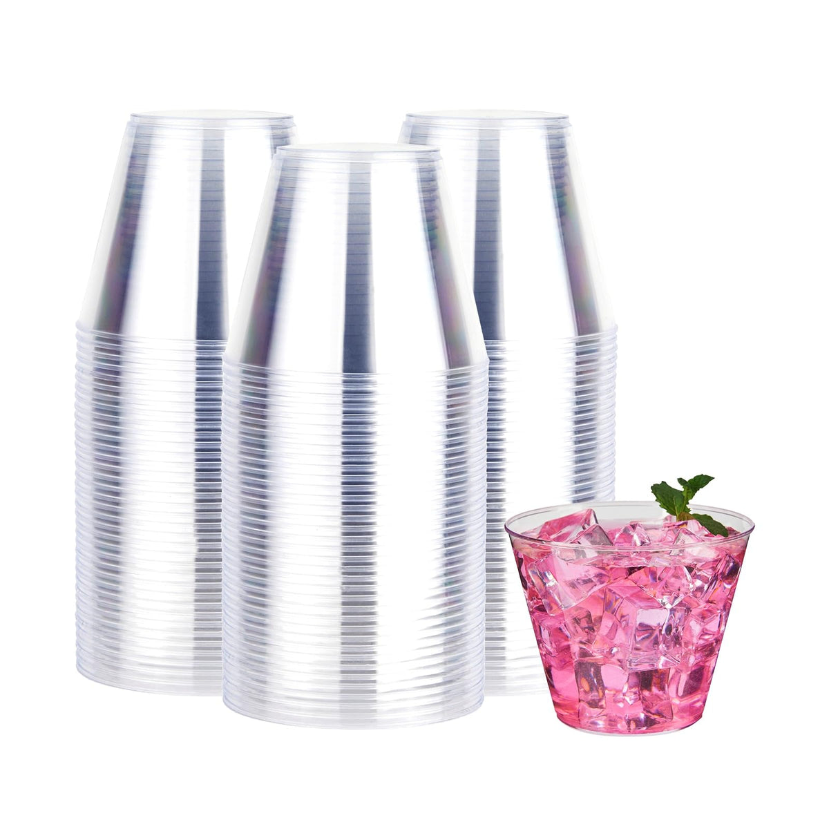 RACETOP 9 oz Clear Plastic Cups 100 packs, Perfect for Parties, Wedding