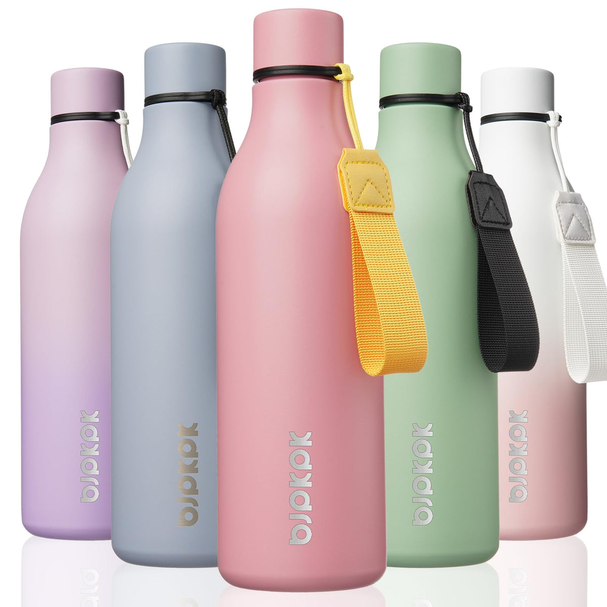BJPKPK 18oz Insulated Water Bottle, Stainless Steel Bottle with Carry Strap