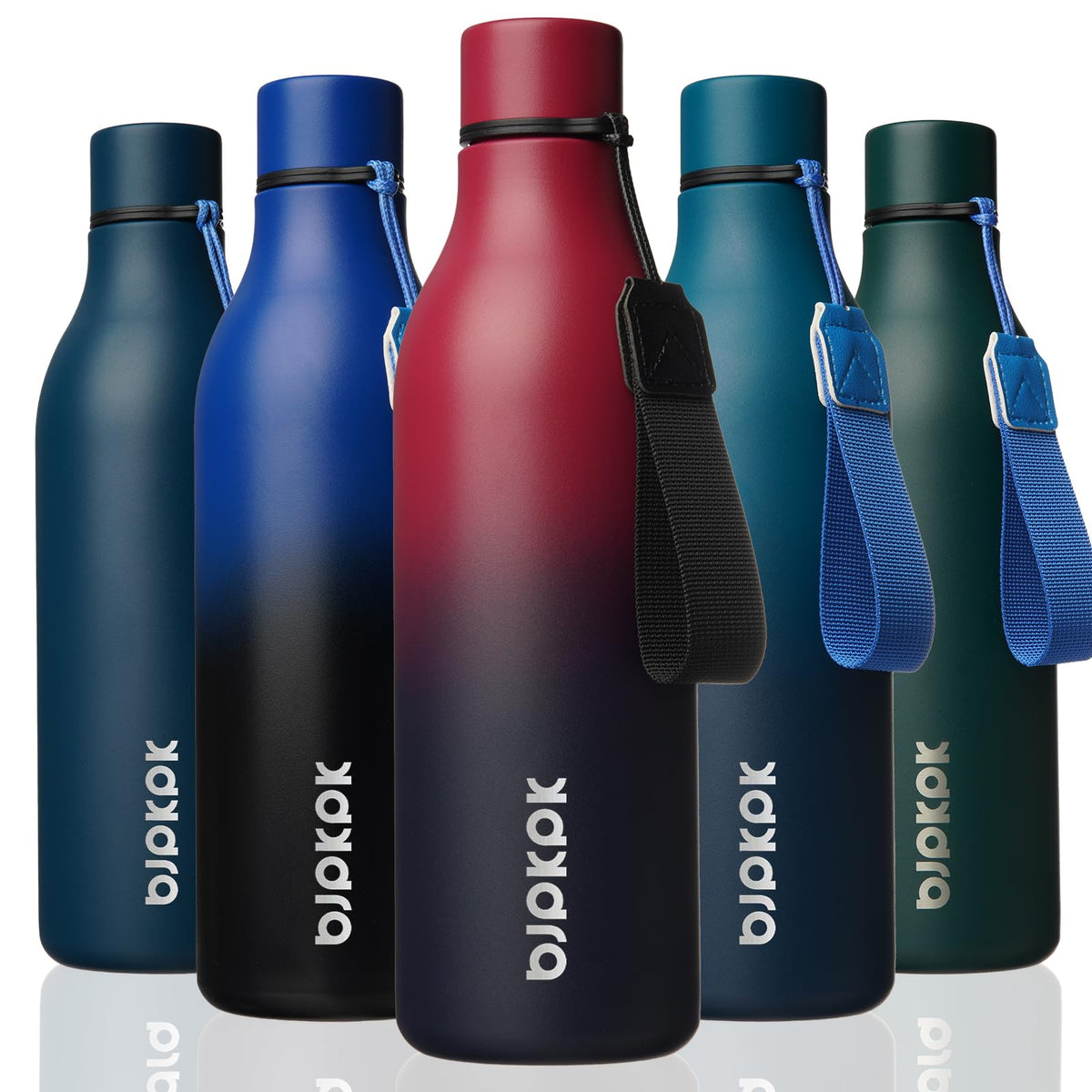 BJPKPK 18oz Insulated Water Bottle, Stainless Steel Bottle with Carry Strap