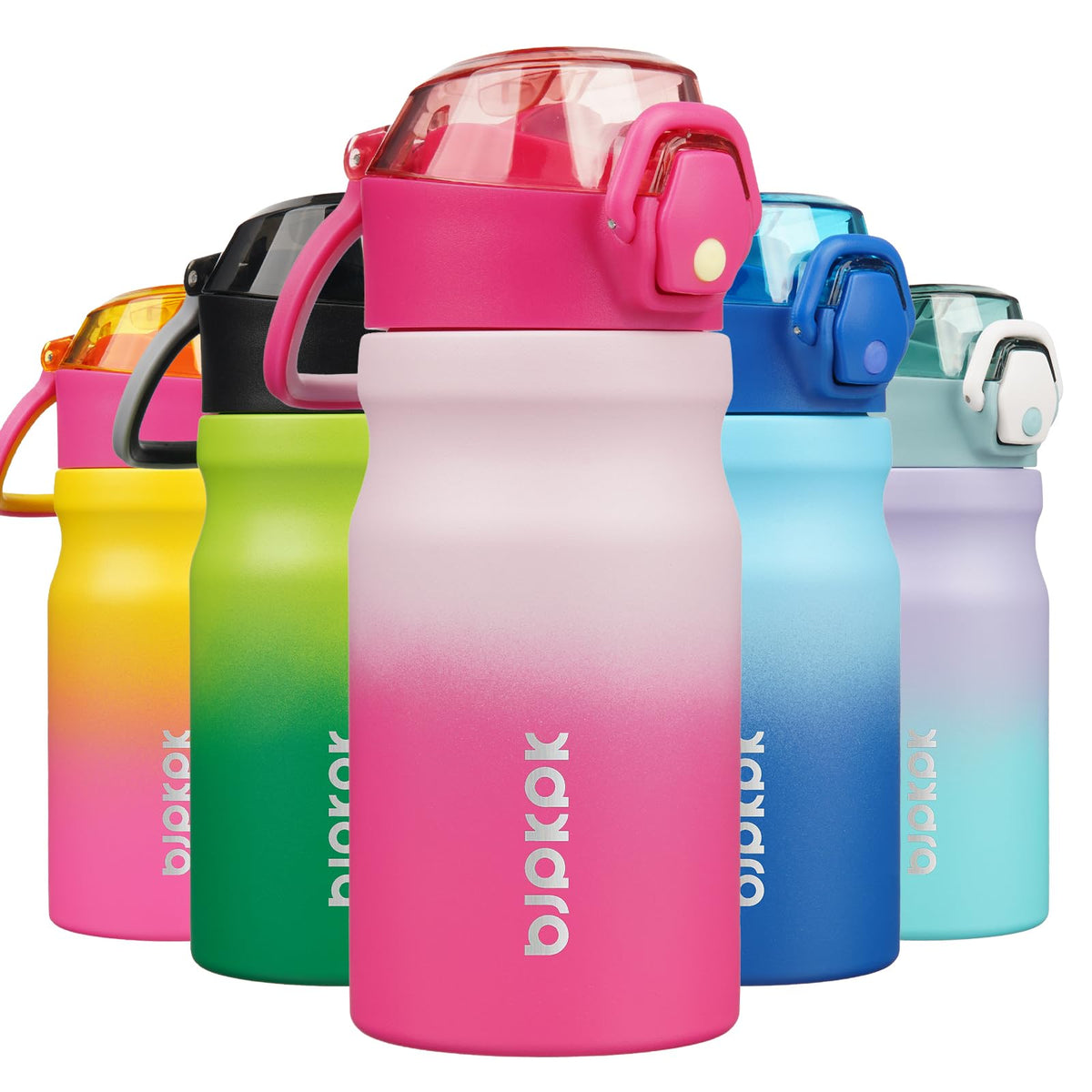 BJPKPK 18 oz Water Bottle with Straw & Handle, Insulated Stainless Flask