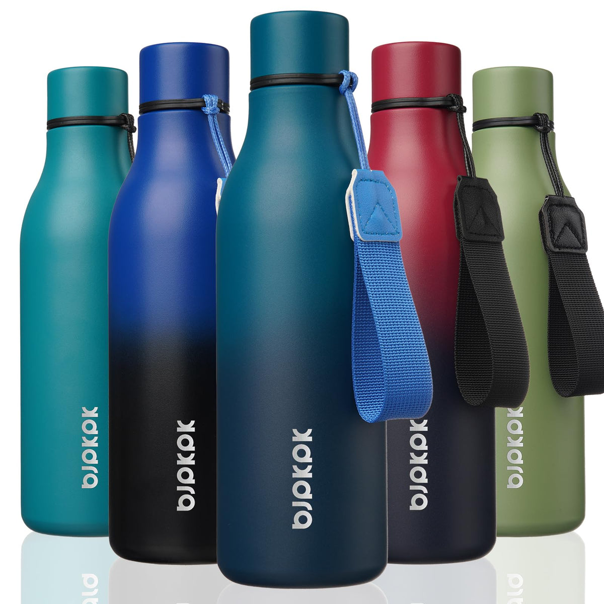 BJPKPK 18oz Insulated Water Bottle, Stainless Steel Bottle with Carry Strap