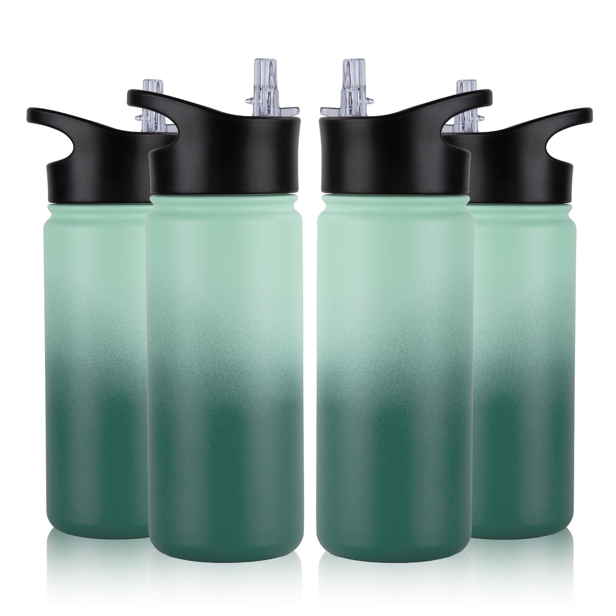 40 oz Insulated Water Bottle with Straw, Stainless Steel Sports Water Bottles with 2 Lids (Straw and Wide Mouth lid), Double Wall Vacuum, Leakproof, BPA-Free, Black
