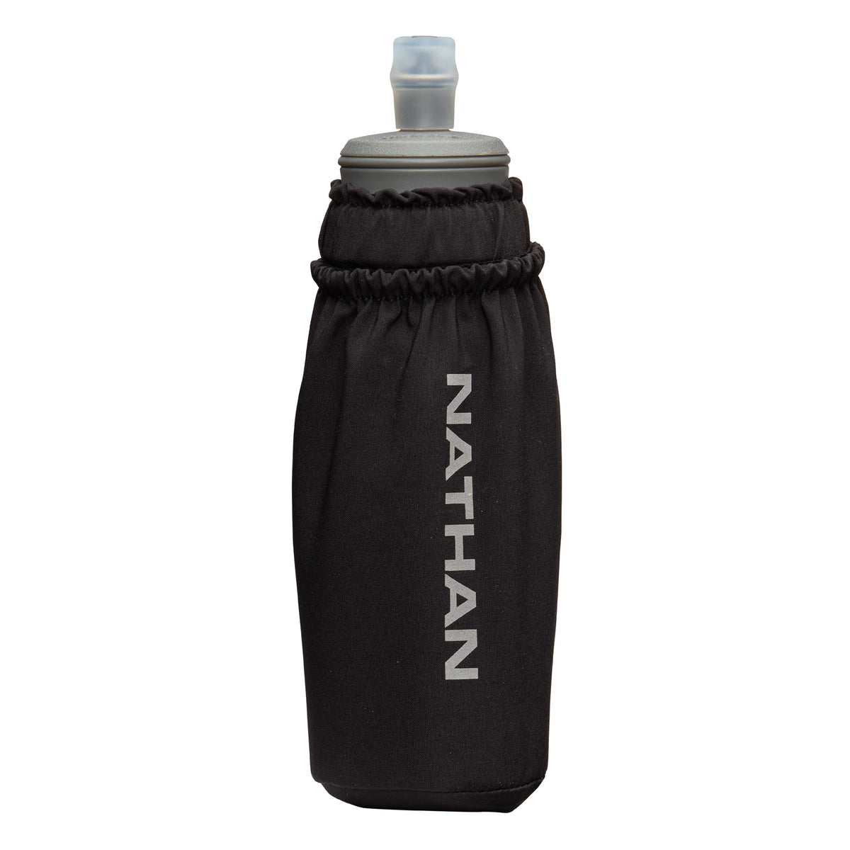 Nathan Handheld Soft Flask 18oz - Exo-Draw Insulated Collapsible Bottle - Grip-Free Strap & Rigid ExoSpine for Comfort/Support - Breathable Mesh Strap - Ideal Running/Hiking, Pinnacle, Black