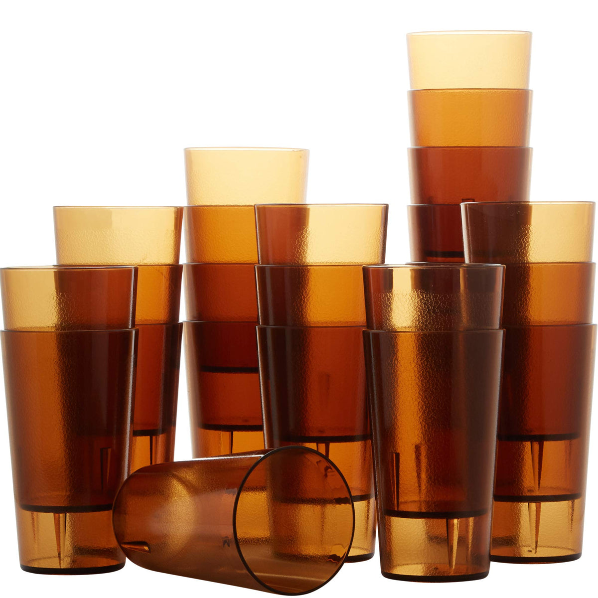 Restaurant Grade, BPA-Free 12oz Clear Plastic Cups 12pk. Super Durable, Break Resistant Drinking Glasses for Cafe, Party, Catering. Reusable, Stackable Tumblers with Textured Grip Design