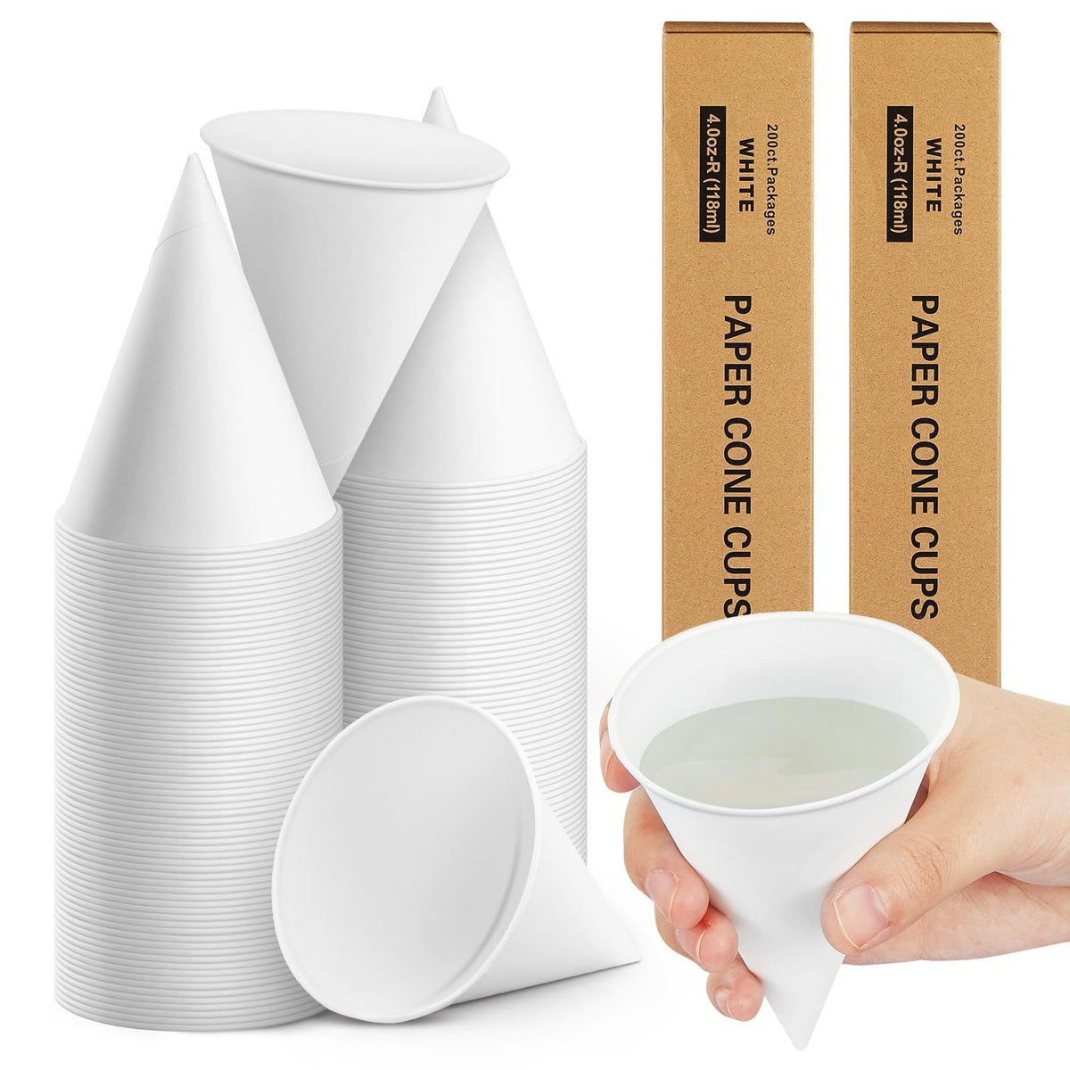 Roshtia Paper Cone Water Cups for Water Cooler Dispenser, 4 oz