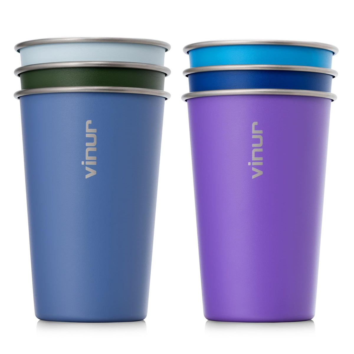 Stainless Steel Cups-16 oz Colorful Stackable Metal Drinking Glasses 8 Pcs