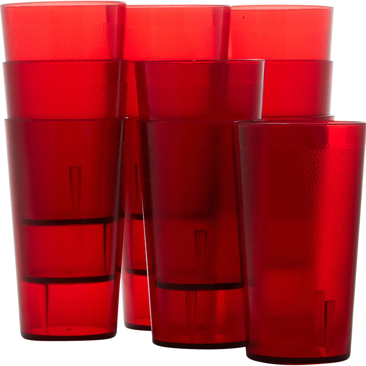 Restaurant Grade, BPA-Free 12oz Clear Plastic Cups 12pk. Super Durable, Break Resistant Drinking Glasses for Cafe, Party, Catering. Reusable, Stackable Tumblers with Textured Grip Design