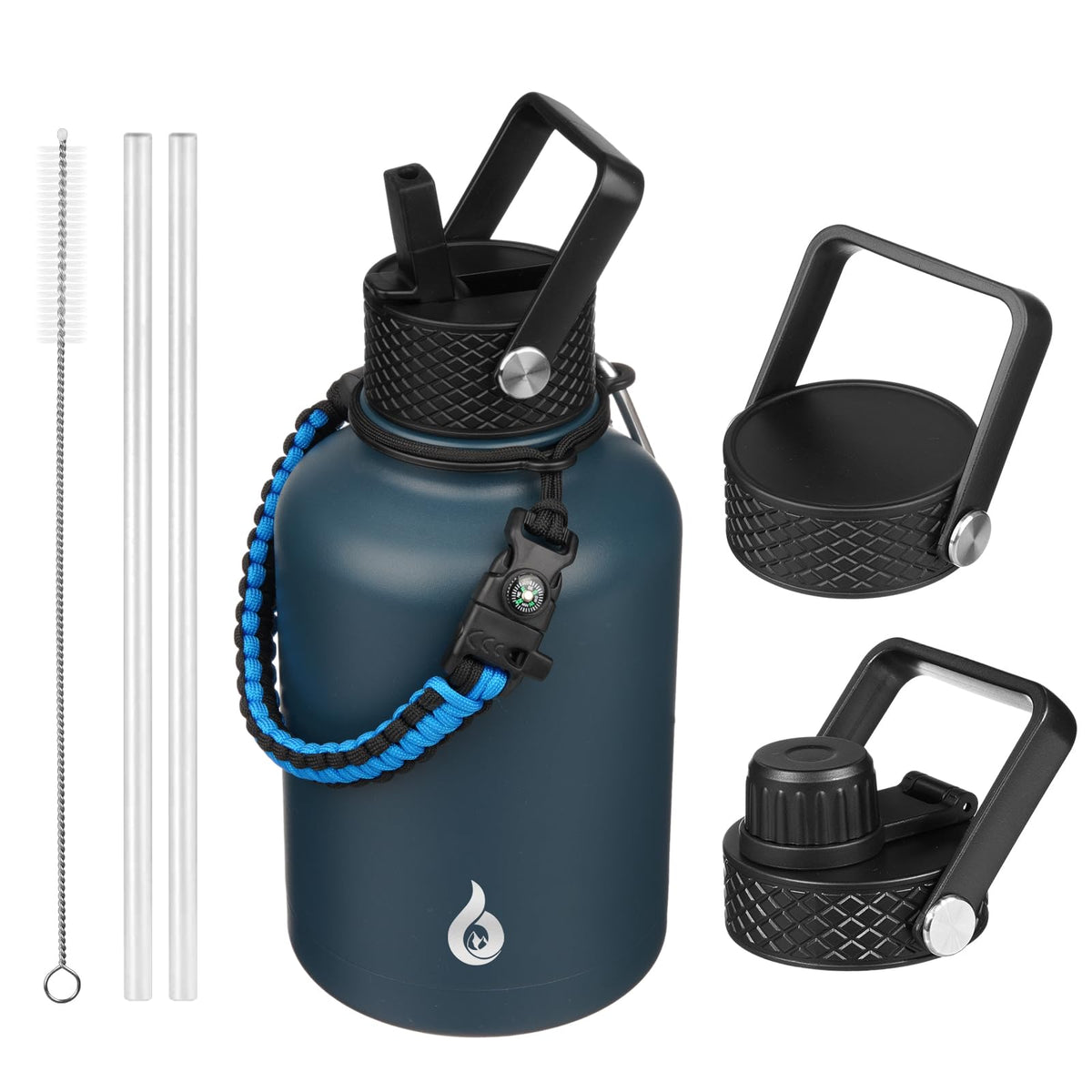 BJPKPK 64oz Insulated Water Bottle, Half Gallon Water Jug with Straw Lid