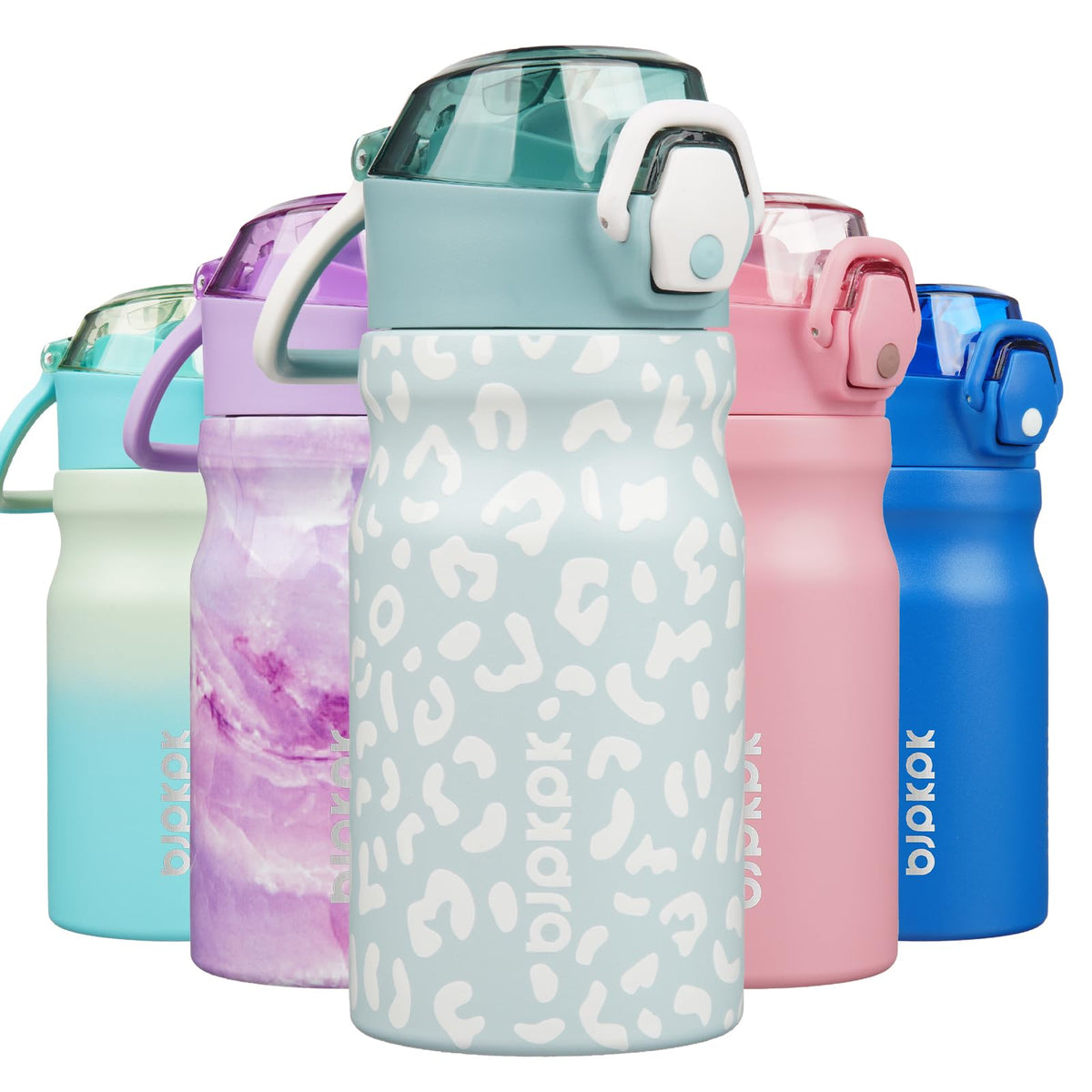 BJPKPK 18 oz Water Bottle with Straw & Handle, Insulated Stainless Flask