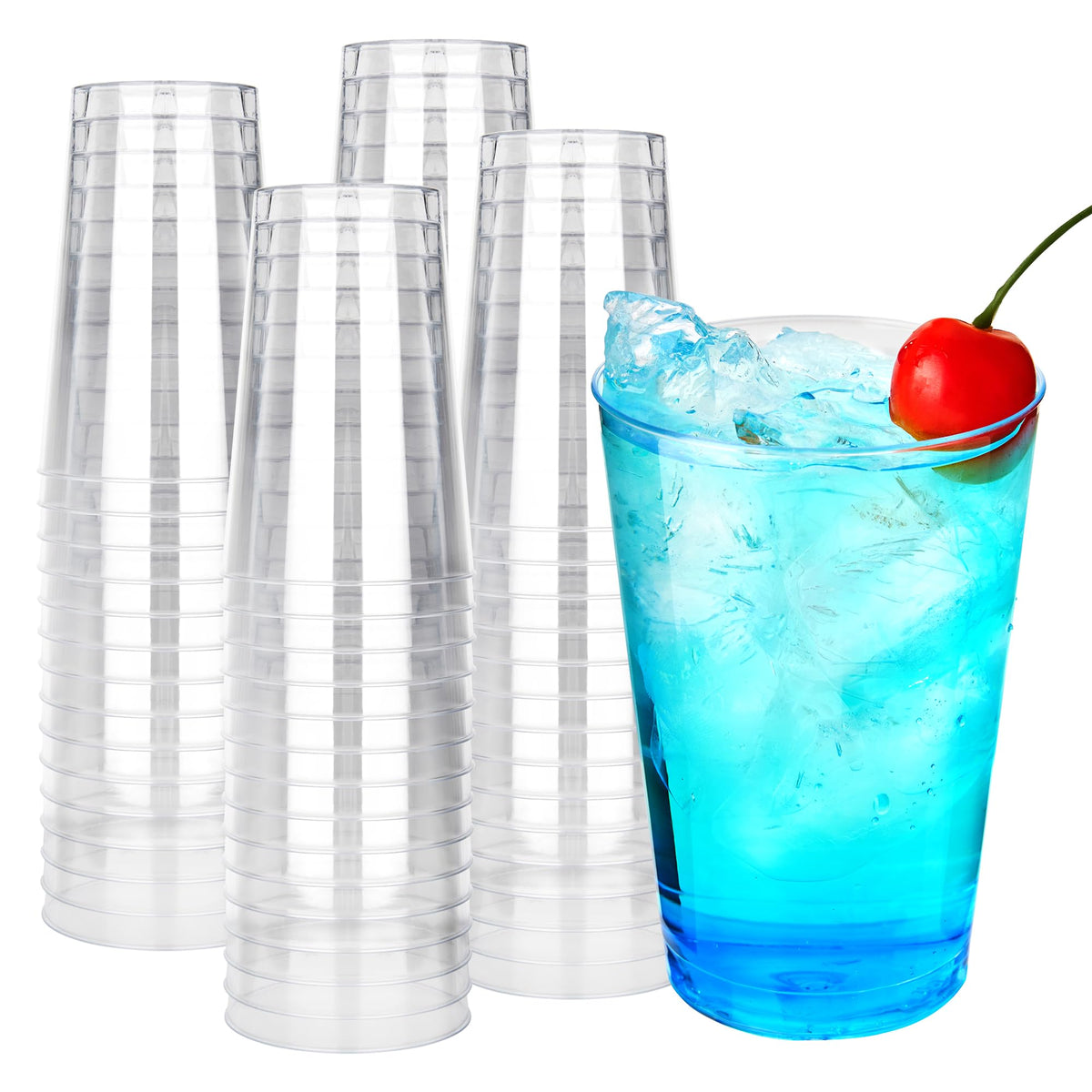 RACETOP 9 oz Clear Plastic Cups 100 packs, Perfect for Parties, Wedding