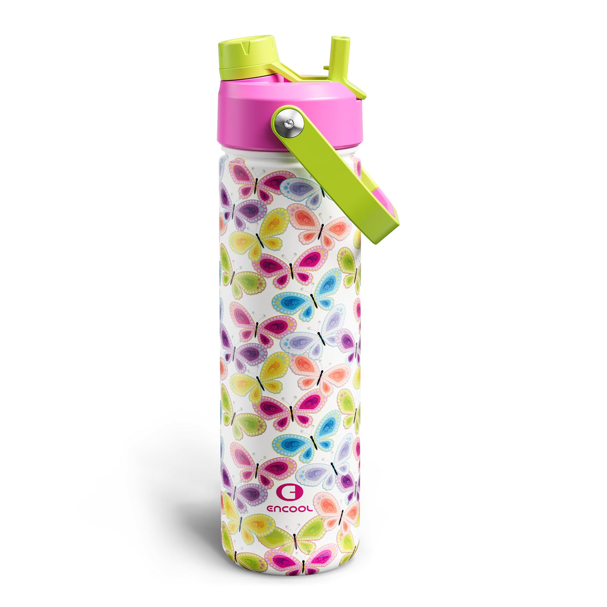ENCOOL Insulated Water Bottle with Straw Stainless Steel Water Bottle, Leak-Proof, BPA-Free, Double Wall Vacuum Keeps Cold for 24 Hours for Sports, Travel, School (26 oz, Black Night)