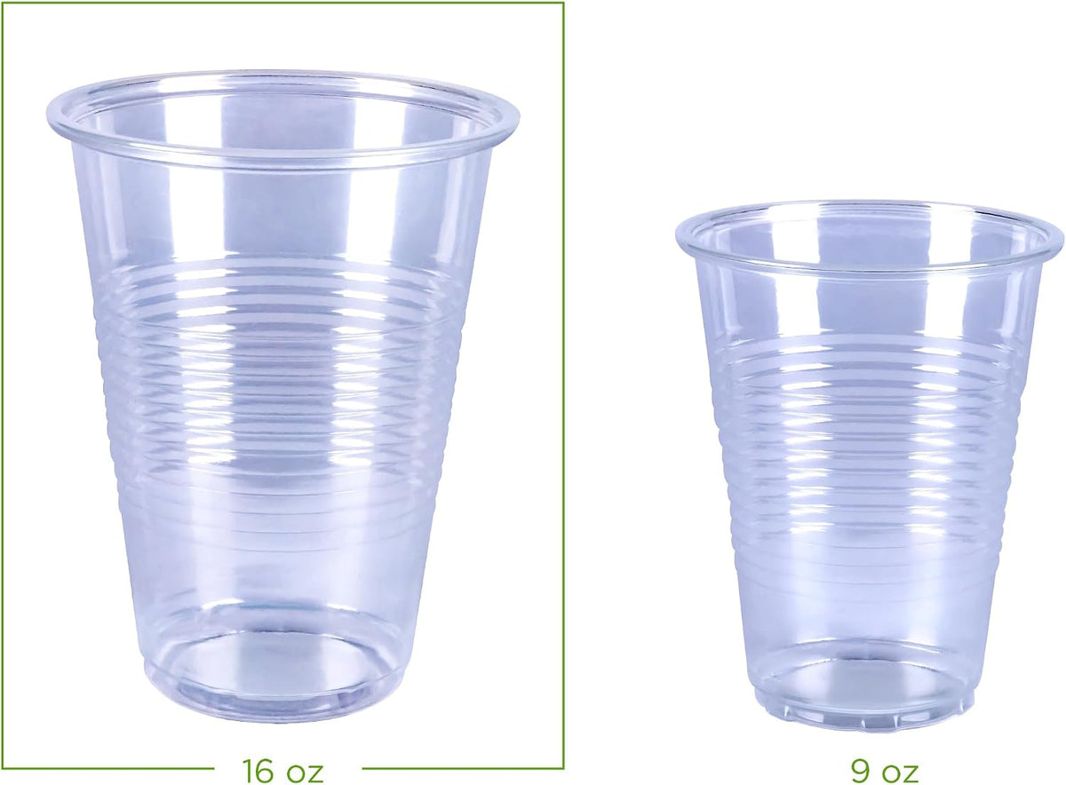 Amazon Basics Disposable Clear Plastic Cups for Cold Drinks, BPA-Free, Easy to Hold, 16oz, 50 Count